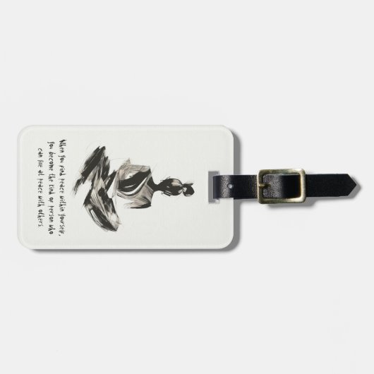 ヨガインストラクター瞑想ポーズブラシストローク引用文 ラゲッジタグ (正面横)