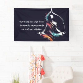 ヨガインストラクター瞑想ポーズブラシストローク引用文 横断幕