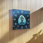 ヨガインストラクター瞑想ポーズボディリーフカットアート スクエア壁時計