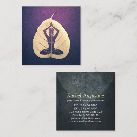 ヨガインストラクター瞑想ポーズボディリーフカット スクエア名刺 (正面/裏面)