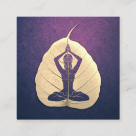 ヨガインストラクター瞑想ポーズボディリーフカット スクエア名刺