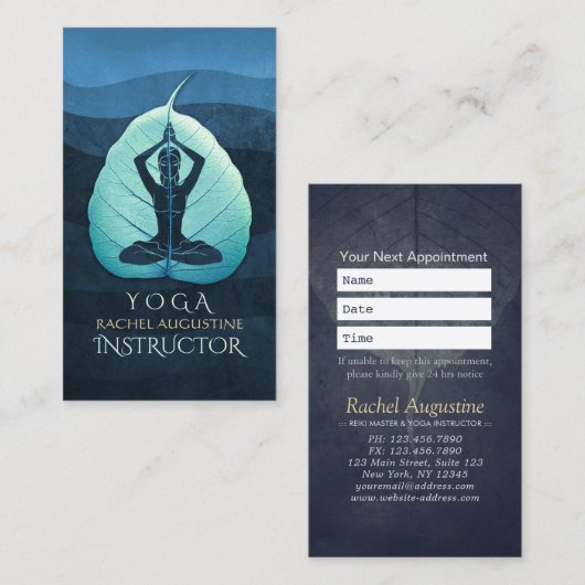 ヨガインストラクター瞑想ポーズボディリーフカット 予約カード (正面/裏面)