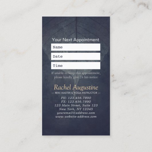 ヨガインストラクター瞑想ポーズボディリーフカット 予約カード (裏面)