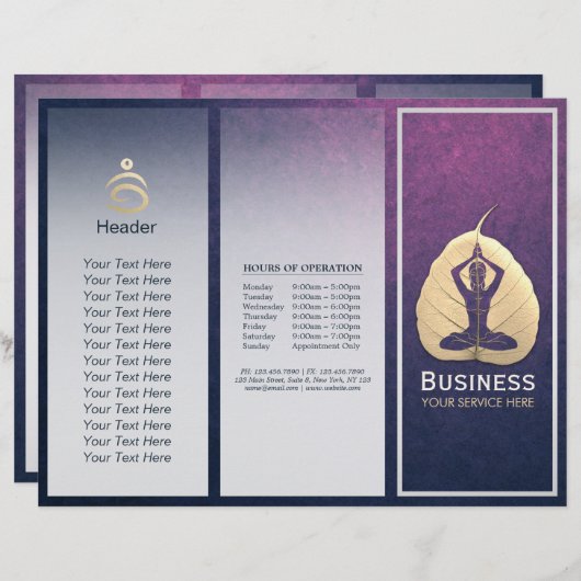 ヨガインストラクター瞑想ポーズボディリーフトリフォールド (正面/裏面)