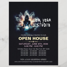 ヨガインストラクター瞑想ポーズミ白熱［赤熱］光を放つストロータス チラシ