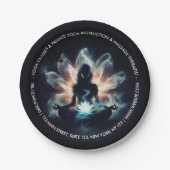 ヨガインストラクター瞑想ポーズミ白熱［赤熱］光を放つストロータス ペーパープレート (正面)