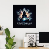 ヨガインストラクター瞑想ポーズミ白熱［赤熱］光を放つストロータス ポスター (ホームオフィス)