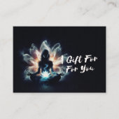 ヨガインストラクター瞑想ポーズミ白熱［赤熱］光を放つストロータス 割引カード (正面)