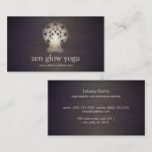 ヨガインストラクター瞑想ポーズロータマンダラウッド 名刺 (正面/裏面)