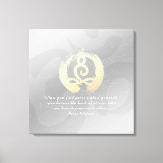 ヨガインストラクター瞑想ポーズ引用文Zen OMサイン キャンバスプリント (正面)