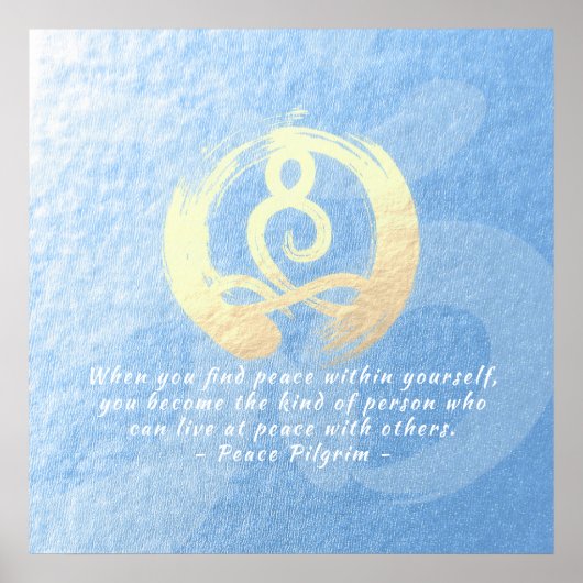 ヨガインストラクター瞑想ポーズ引用文Zen OMサイン ポスター (正面)