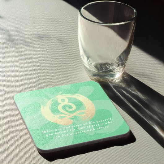 ヨガインストラクター瞑想ポーズ禅OMサイン引用文 コースター