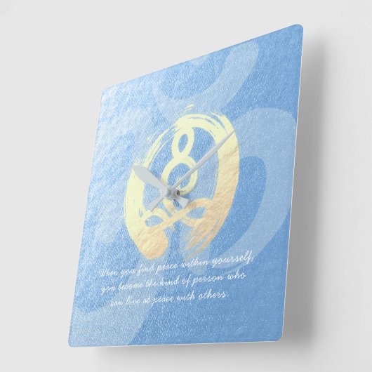 ヨガインストラクター瞑想ポーズOMサイン引用文 スクエア壁時計 (傾斜)