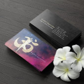 ヨガインストラクター瞑想ポーズOMシンボル銀河系 名刺