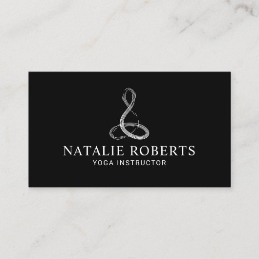 ヨガインストラクター瞑想ロゴミニマリストブラック 名刺 (正面)