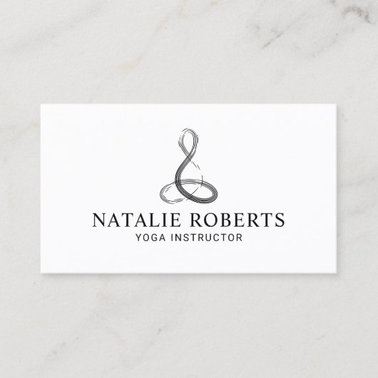 ヨガインストラクター瞑想ロゴミニマリスト 名刺 (正面)
