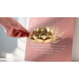 ヨガインストラクター瞑想引用文バラ金ゴールドロータス ポスター