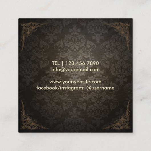 ヨガインストラクター瞑想金ゴールドオウムサインヴィンテージ スクエア名刺 (裏面)