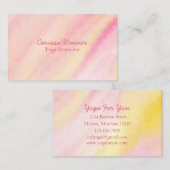 ヨガインストラクター穏やかなピンクの水彩洗剤 名刺 (正面/裏面)