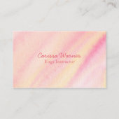 ヨガインストラクター穏やかなピンクの水彩洗剤 名刺 (正面)