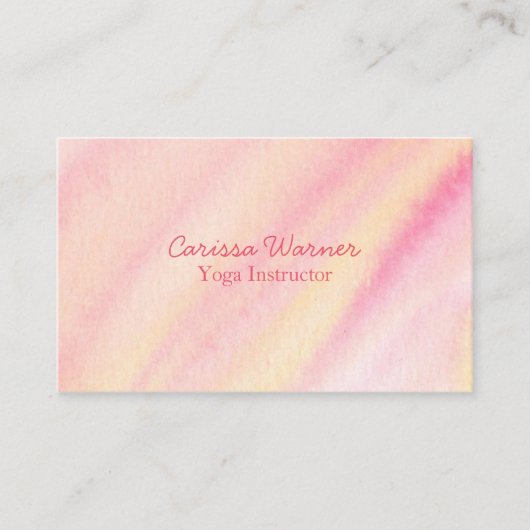 ヨガインストラクター穏やかなピンクの水彩洗剤 名刺 (正面)