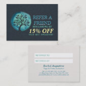 ヨガインストラクター紹介カードシック黒ティール（緑がかった色）ツリー 紹介カード (正面/裏面)