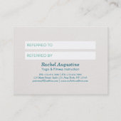 ヨガインストラクター紹介カードシック黒ティール（緑がかった色）ツリー 紹介カード (裏面)