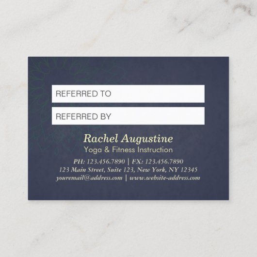 ヨガインストラクター紹介金ゴールド曼荼羅 紹介カード (裏面)