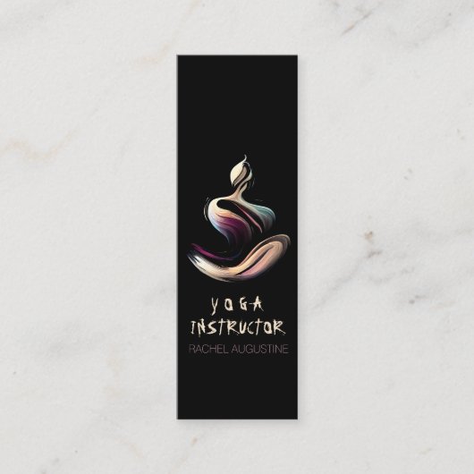 ヨガインストラクター蓮の瞑想ポーズブラシストローク スキニー名刺 (正面)