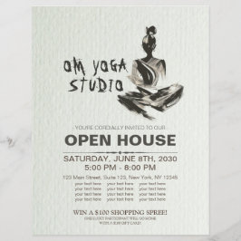 ヨガインストラクター蓮の瞑想ポーズブラシストローク チラシ