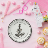 ヨガインストラクター蓮の瞑想ポーズブラシストローク ペーパープレート (パーティー)