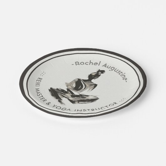 ヨガインストラクター蓮の瞑想ポーズブラシストローク ペーパープレート (アングル)