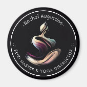 ヨガインストラクター蓮の瞑想ポーズブラシストローク マグネット (正面)