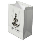 ヨガインストラクター蓮の瞑想ポーズブラシストローク ミディアムペーパーバッグ (裏面アングル)