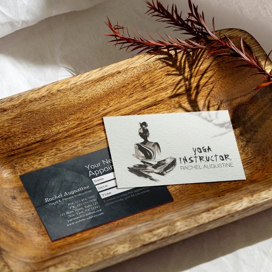ヨガインストラクター蓮の瞑想ポーズブラシストローク 予約カード