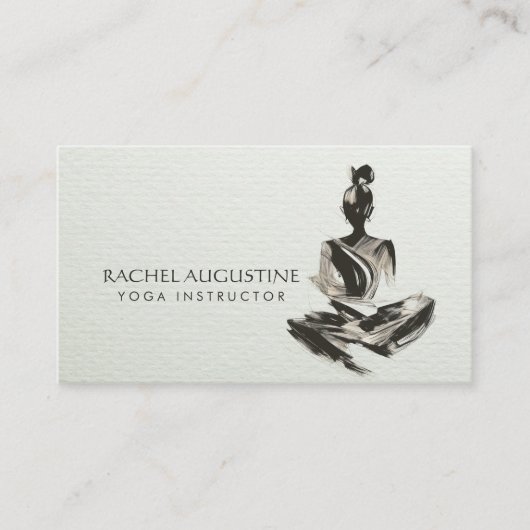 ヨガインストラクター蓮の瞑想ポーズブラシストローク 名刺 (正面)