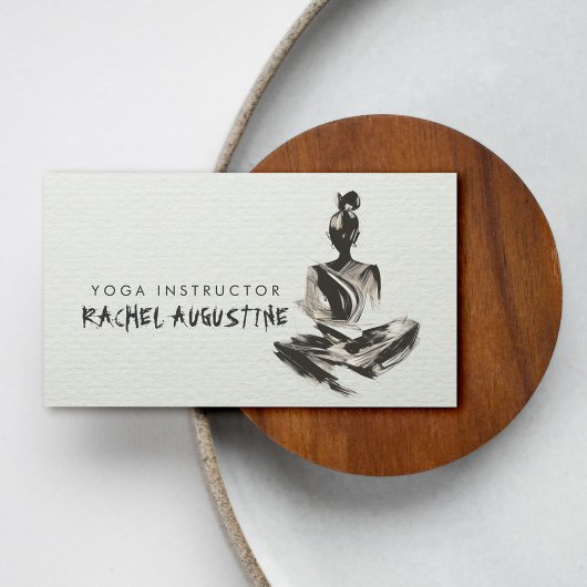 ヨガインストラクター蓮の瞑想ポーズブラシストローク 名刺