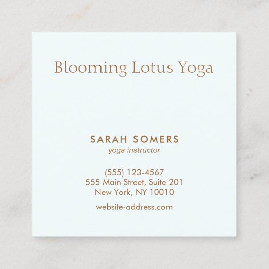 ヨガインストラクター蓮の花とオムシンボル スクエア名刺 (裏面)