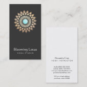 ヨガインストラクター金ゴールドとターコイズロータスロゴ 名刺 (正面/裏面)