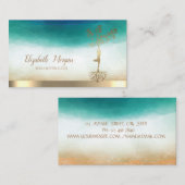 ヨガインストラクター金ゴールドツリーウィメンシルエット 名刺 (正面/裏面)