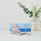 ヨガインストラクター金ゴールドツリー女性シルエットストーンズ 名刺 (スタンド正面)