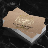 ヨガインストラクター金ゴールドツリー素朴クラフト 名刺