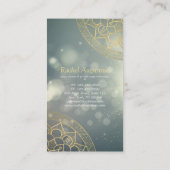 ヨガインストラクター金ゴールドマンダラグリーン《写真》ぼけ味ライト 名刺 (裏面)