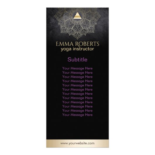 ヨガインストラクター金ゴールドマンダラロータスエレガントブラック ラックカード (正面)