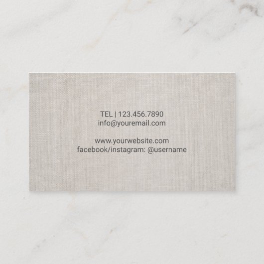 ヨガインストラクター金ゴールドライフツリーヴィンテージリネン 名刺 (裏面)