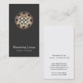 ヨガインストラクター金ゴールドロータスブラックビジネスカード 名刺 (正面/裏面)