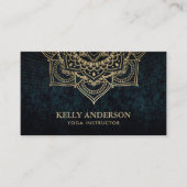 ヨガインストラクター金ゴールドロータスマンダラダーク 名刺 (正面)