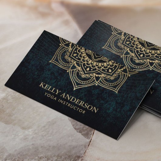 ヨガインストラクター金ゴールドロータスマンダラダーク 名刺