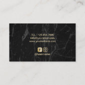 ヨガインストラクター金ゴールドロータスマンダラブラックマーブル 名刺 (裏面)