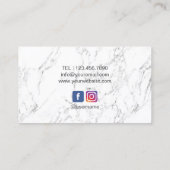 ヨガインストラクター金ゴールドロータスマンダラホワイトマーブル 名刺 (裏面)